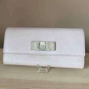 Ferragamo pink bow long wallet